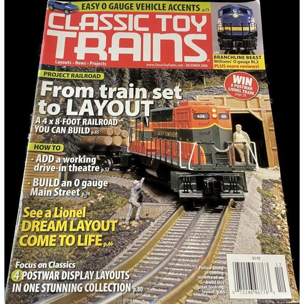 Classic Toy Trains December 2008 Train Set To Layout Working Drive In Theater